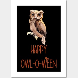 Happy Owl-O-Ween in Orange Posters and Art